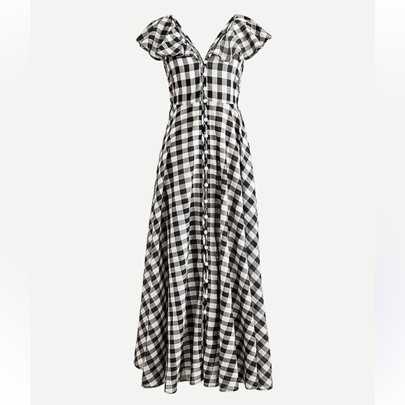 J. Crew Beachwear Button-up ruffle dress in gingham, Medium, 100% Cotton - Picture 3 of 8